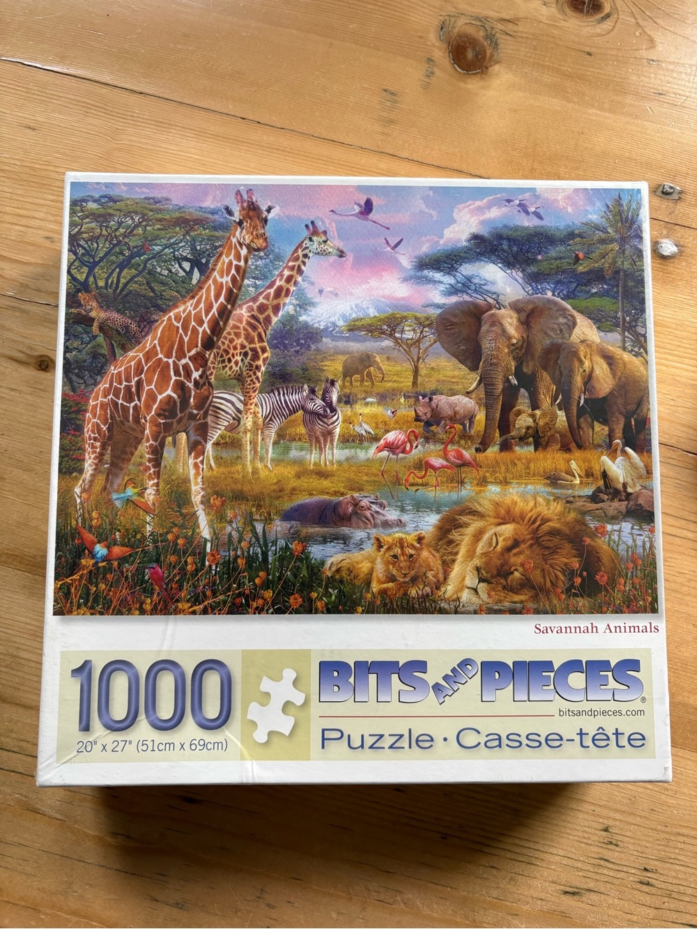 Bits and Pieces 1000pc Savannah Animals Puzzle - Colorful Safari Scene NEW